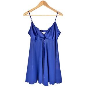 VICTORIA'S SECRET Vintage 1990s Babydoll Midnight Blue Satin & Chiffon Size L